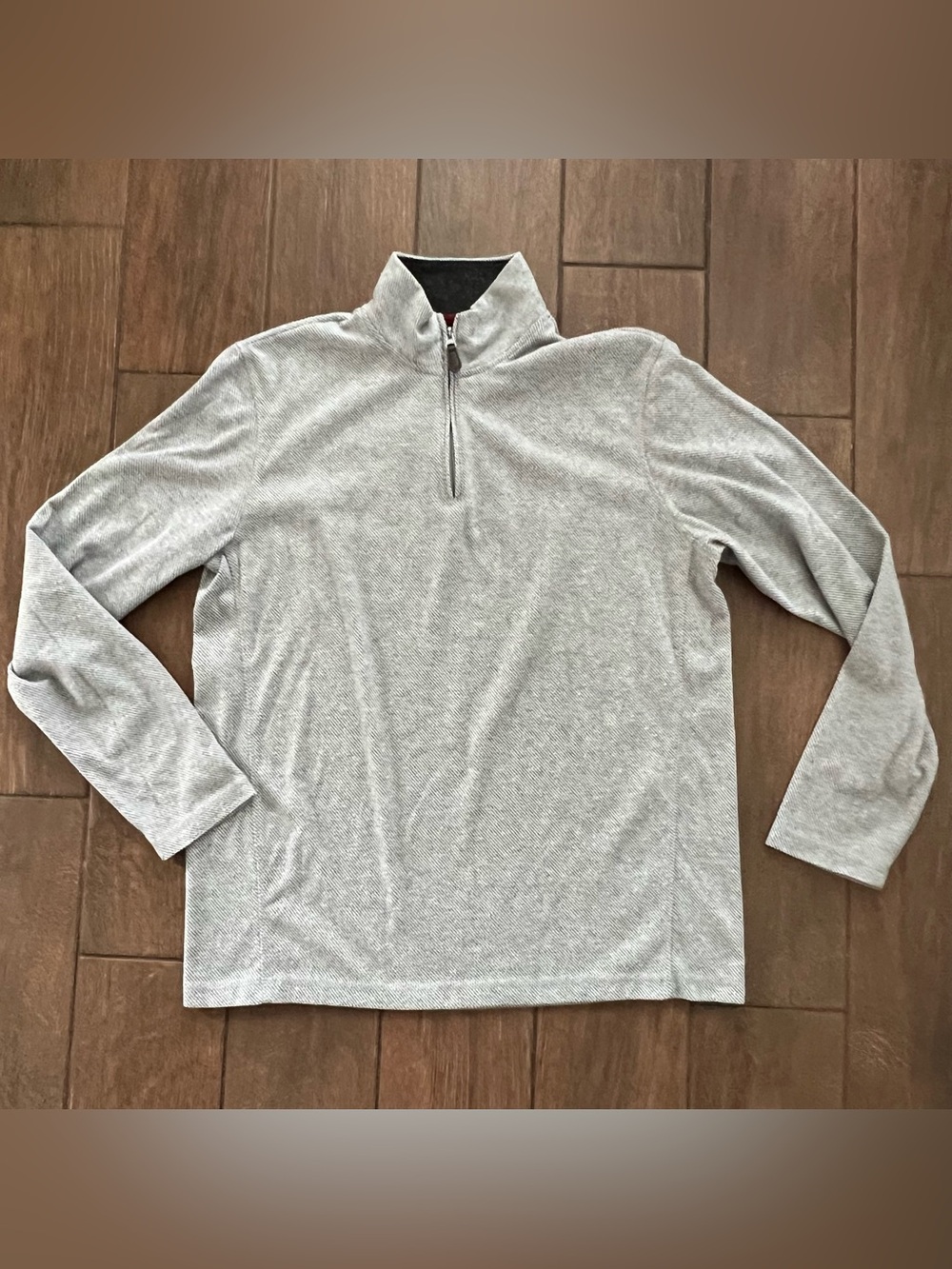 Chaps Light Gray Quarter-Zip Pullover size Large